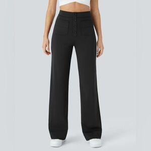 Halara High Waisted Button Multiple Pockets Straight Leg Casual Pants